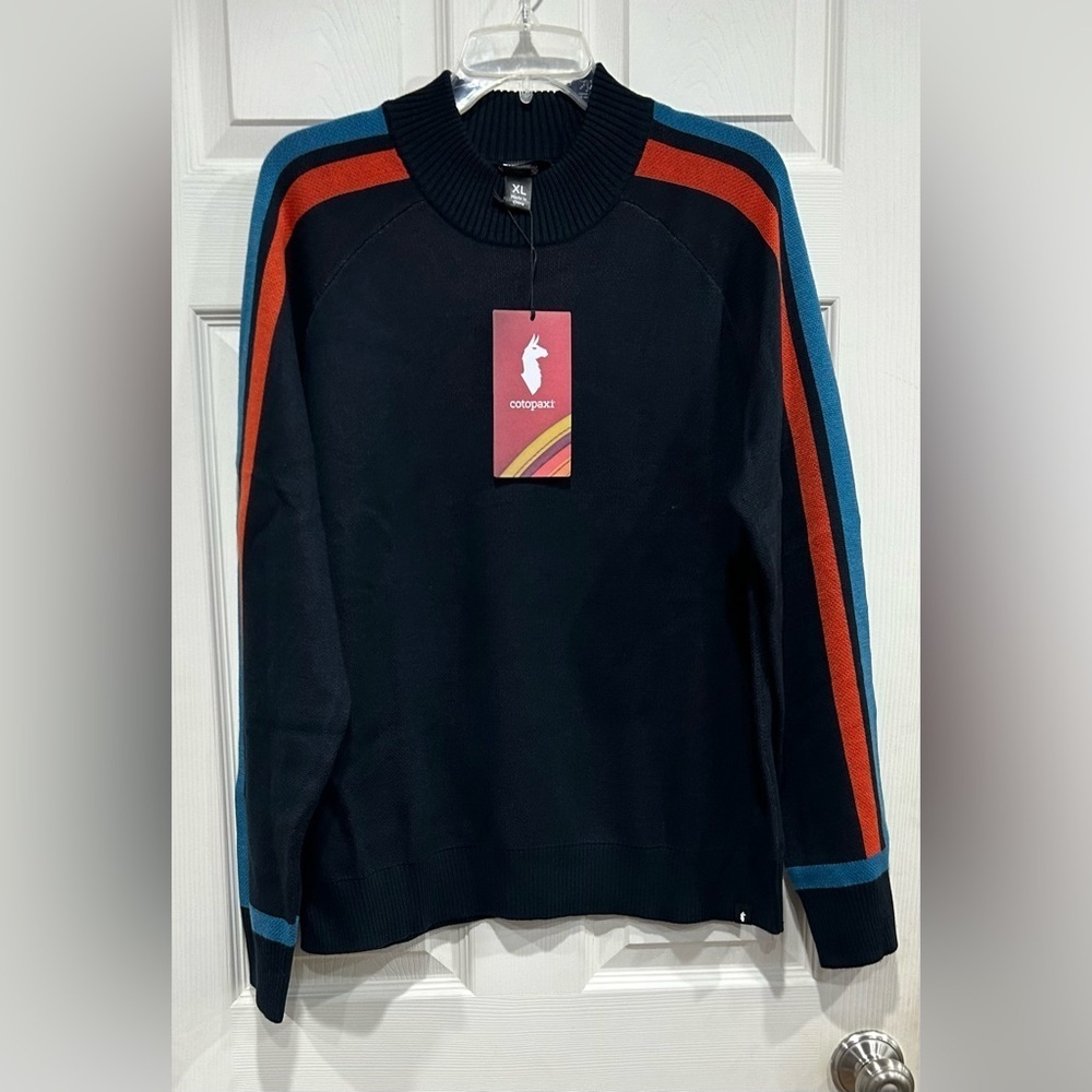 Cotopaxi Women's XL Libre Mock Sweater Carbon Black Grey Blue Merino Wool NWT